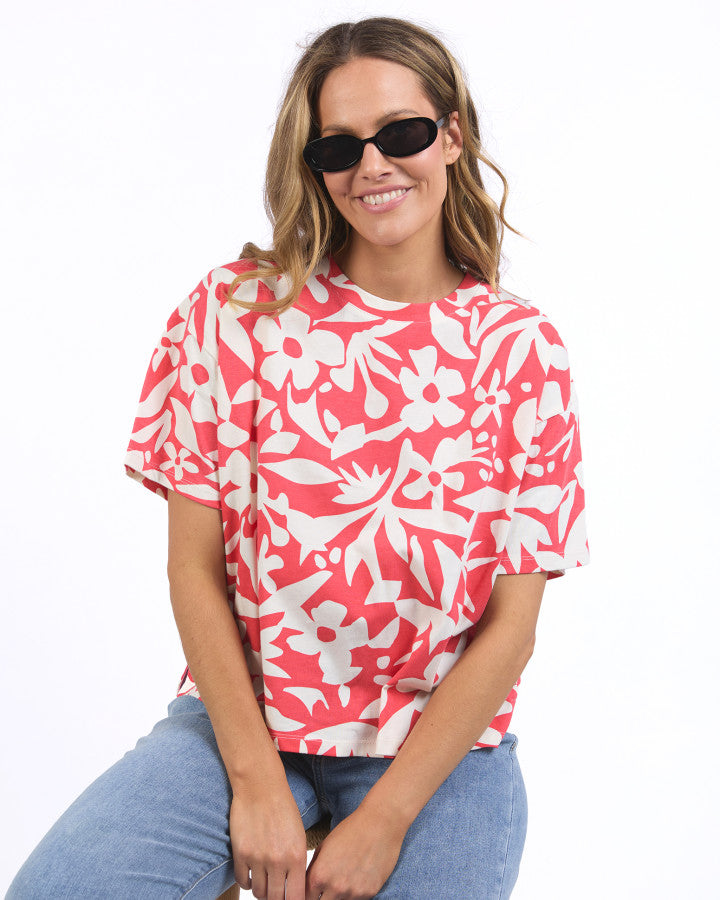 Elm - Stencil Floral Tee - Watermelon Floral