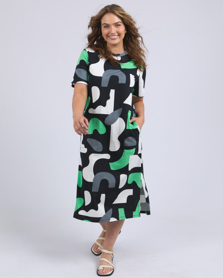 Behind The Trees - Elm - STIJL Dress - Abstract Yardage Print - Elm Clothing Outlet - Elm Lifestyle Stores - Elm Lifestyle clothing - Elm Lifestyle Dresses - Elm Lifestyle Stockists - Sweater - cotton sweater - Australian designed clothing