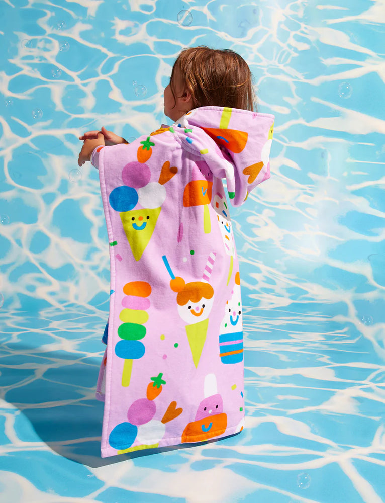 Behind The Trees - Hacyon Nights - Kids Hooded Towel - Sundae Fun swim towel - kids swim towel - swimming towel - kids swim towel - fun swim towel - hooded swim towel