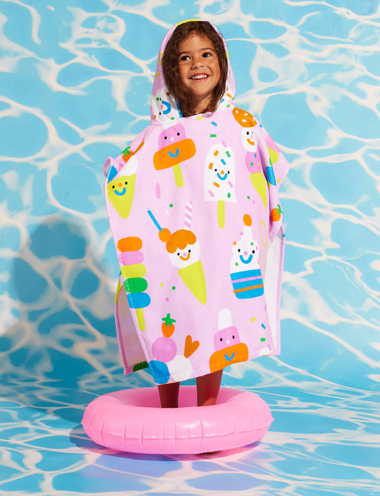 Behind The Trees - Hacyon Nights - Kids Hooded Towel - Sundae Fun swim towel - kids swim towel - swimming towel - kids swim towel - fun swim towel - hooded swim towel