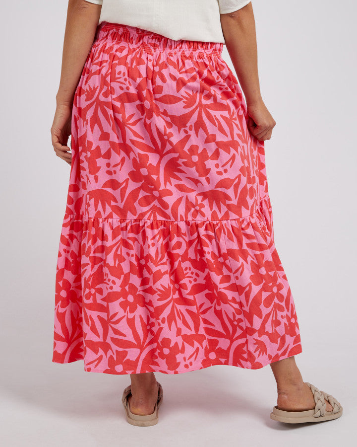 Behind The Trees - Elm - Sunset Hour Skirt - Sunset Hour Print - summer skirt under $100 - floral print skirt - pink and red skirt - fun summer skirt - christmas day skirt