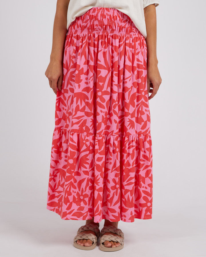 Behind The Trees - Elm - Sunset Hour Skirt - Sunset Hour Print - summer skirt under $100 - floral print skirt - pink and red skirt - fun summer skirt - christmas day skirt