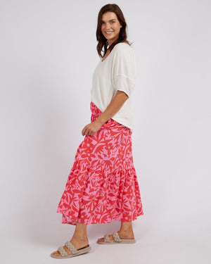 Behind The Trees - Elm - Sunset Hour Skirt - Sunset Hour Print - summer skirt under $100 - floral print skirt - pink and red skirt - fun summer skirt - christmas day skirt