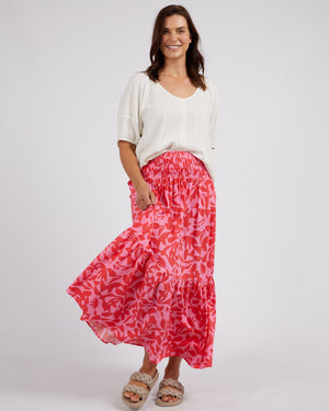 Behind The Trees - Elm - Sunset Hour Skirt - Sunset Hour Print - summer skirt under $100 - floral print skirt - pink and red skirt - fun summer skirt - christmas day skirt