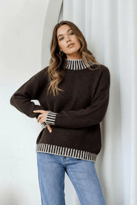 Miss Marlow - Tilly Blanket Stitch Knit (Chocolate)