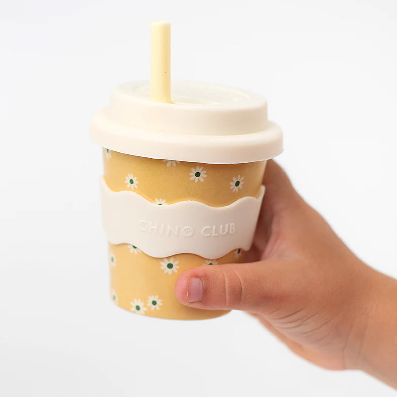 Behind The Trees - Chino Club - Babychino Cup - 4oz - Yellow Daisy - baby chino cup - takeaway baby chino up - toddler take away coffee cup 