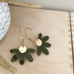 Foxie Collective - Jumbo Daisy Hoop Earrings - Olive + Gold