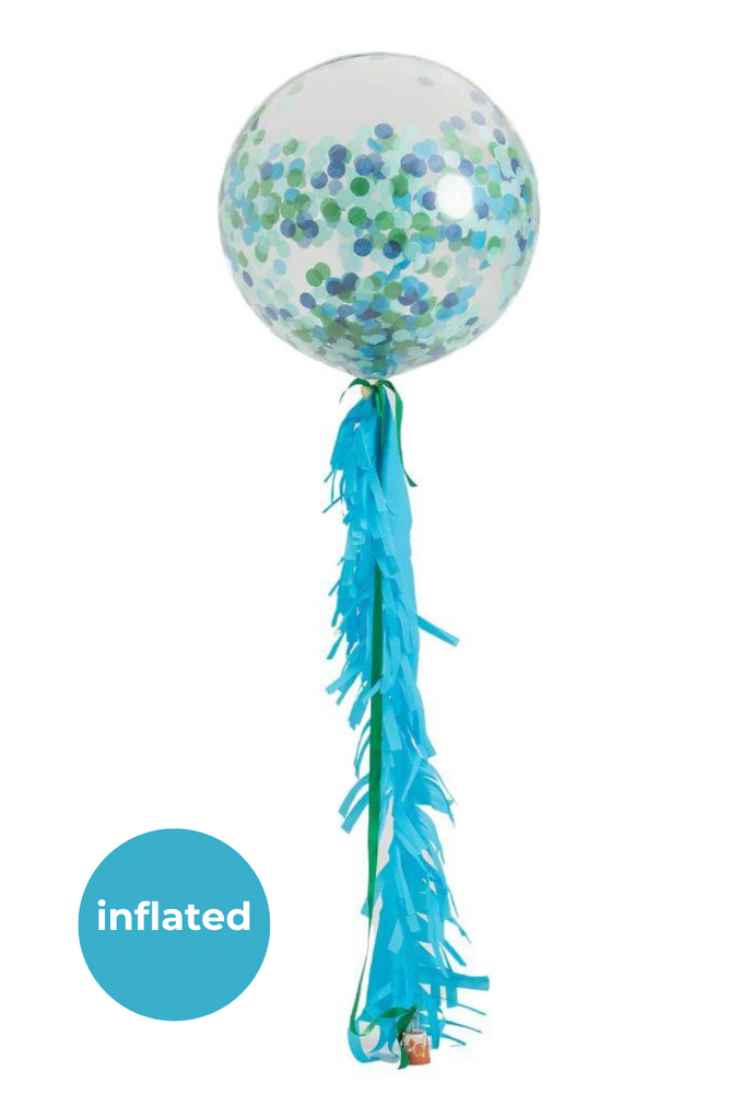 READY TO GO -  Inflated Jumbo Balloon + Streamers - Blue
