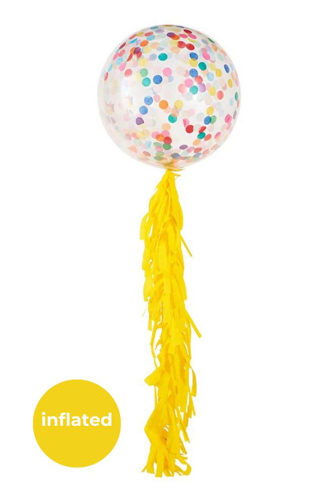 READY TO GO -  Inflated Jumbo Balloon + Streamers - Yellow