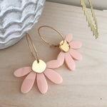 Foxie Collective - Jumbo Daisy Hoop Earrings - Pale Pink + Gold