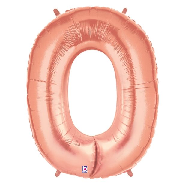 Balloon - Foil Number - Rose Gold - 0 - 102cm