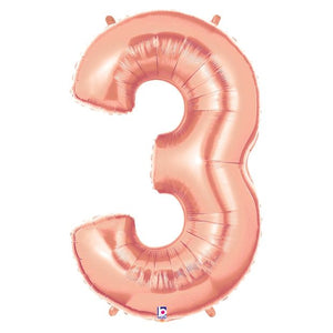 
                
                    Load image into Gallery viewer, Balloon - Foil Number - Rose Gold - 3 - 102cm
                
            