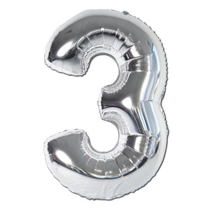
                
                    Load image into Gallery viewer, Balloon - Foil Number - Silver - 3 - 102cm
                
            