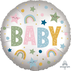 Balloon - Foil Shape - Baby - Rainbows & Stars  -  45cm (18")