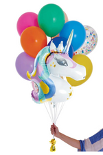 READY TO GO -  Inflated Balloon Bouquet - Rainbow + Unicorn