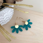 Foxie Collective - Jumbo Daisy Hoop Earrings - Frosted Teal + Gold