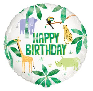 Balloon - Foil Shape - Happy Birthday - Animal Safari - 45cm (18")