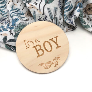 One Chew Three - Baby Milestone Plaque - It's a Boy - Foliage - Flora