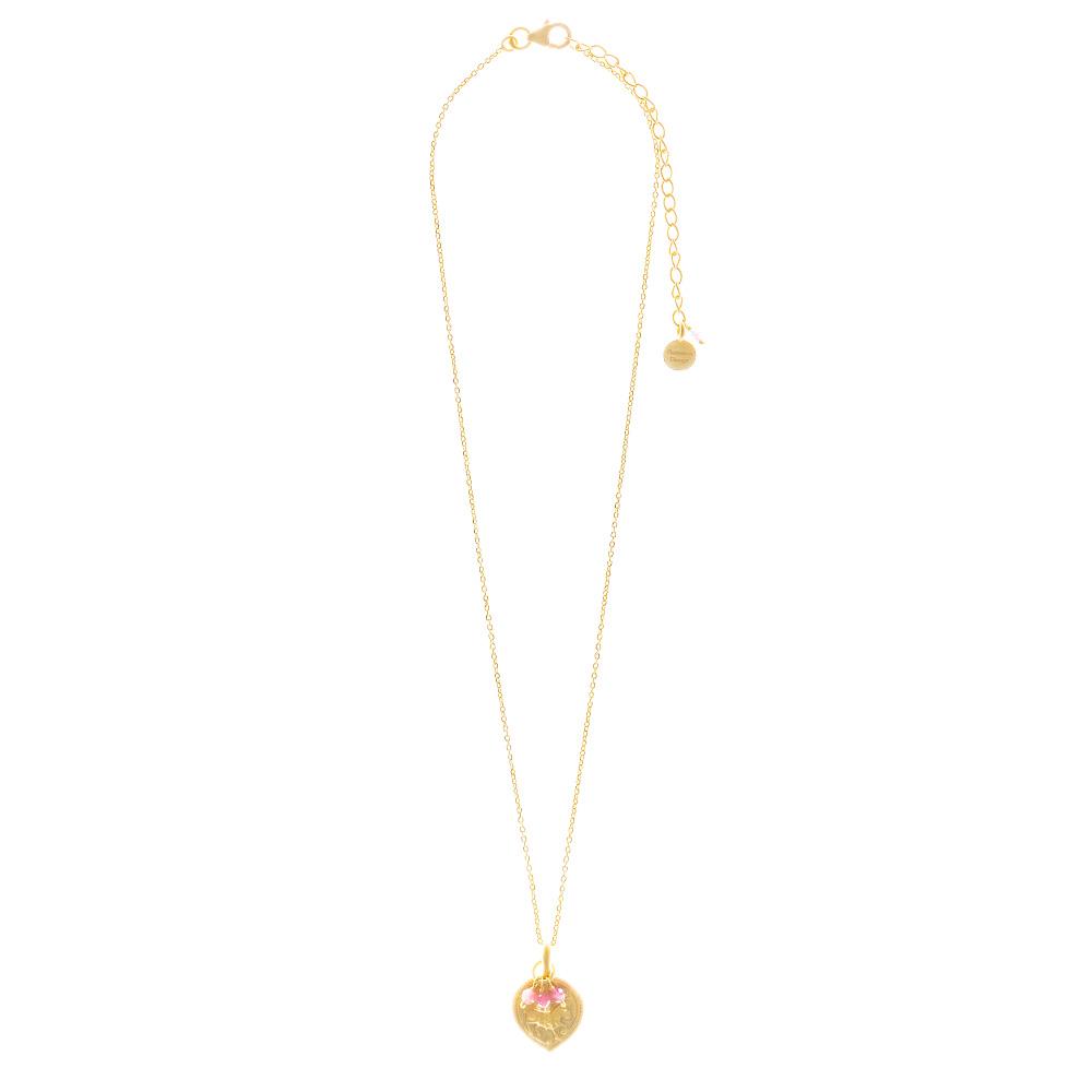 RubyTeva Design - Necklace - Tear Drop Goddess Pendant with Pink Tourmaline Beads