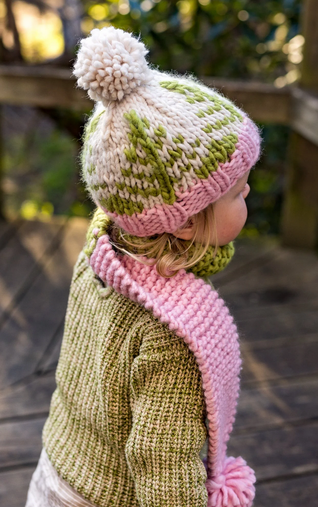 Acorn Kids - Beanie - Forest - Green & Pink