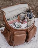 The Little Tree Store - Oi Oi - Faux Leather Nappy Backpacl - Tan - ultimate nappy backpack - stylish + Practical