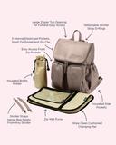 Oi Oi - Faux Leather Nappy Backpack - Taupe