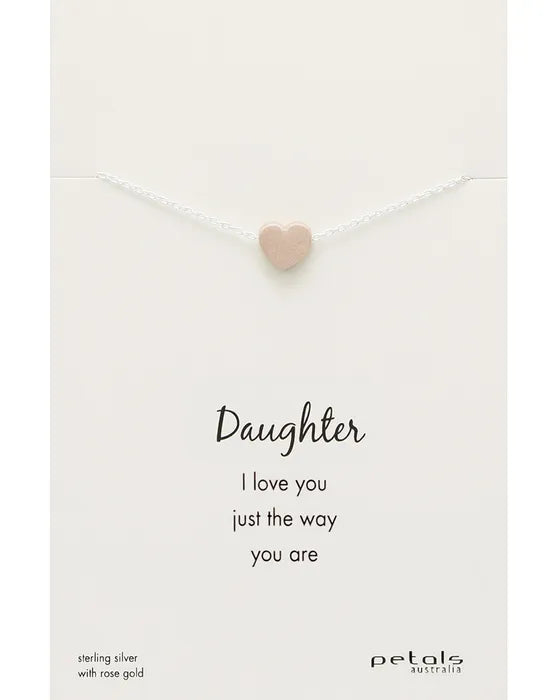 Petals Australia - Necklace - Matte Heart - Daughter - Rose Gold