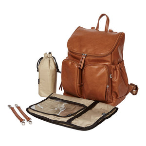 The Little Tree Store - Oi Oi - Faux Leather Nappy Backpacl - Tan - ultimate nappy backpack - stylish + Practical