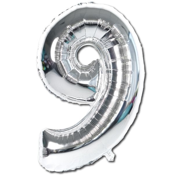 Balloon - Foil Number - Silver - 9 - 102cm
